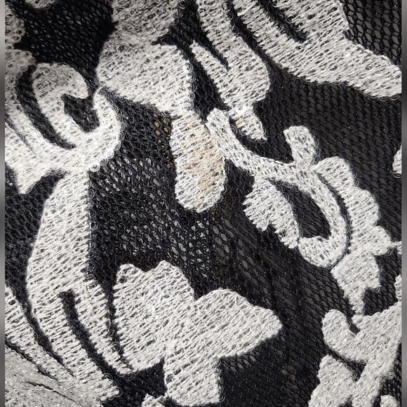 Bebe women's black and white textured sequin fit & flare mini cocktail dress 00 - Picture 8 of 15